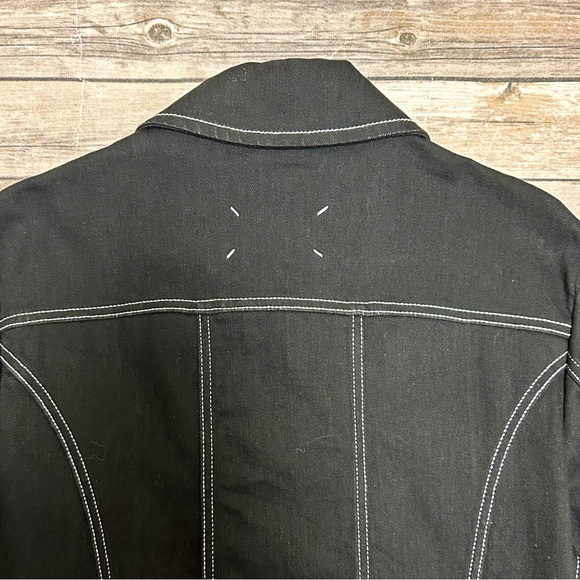 Maison Margiela Black Denim White Stitching Snap Button Spread Collar Jacket 50 - Picture 8 of 15